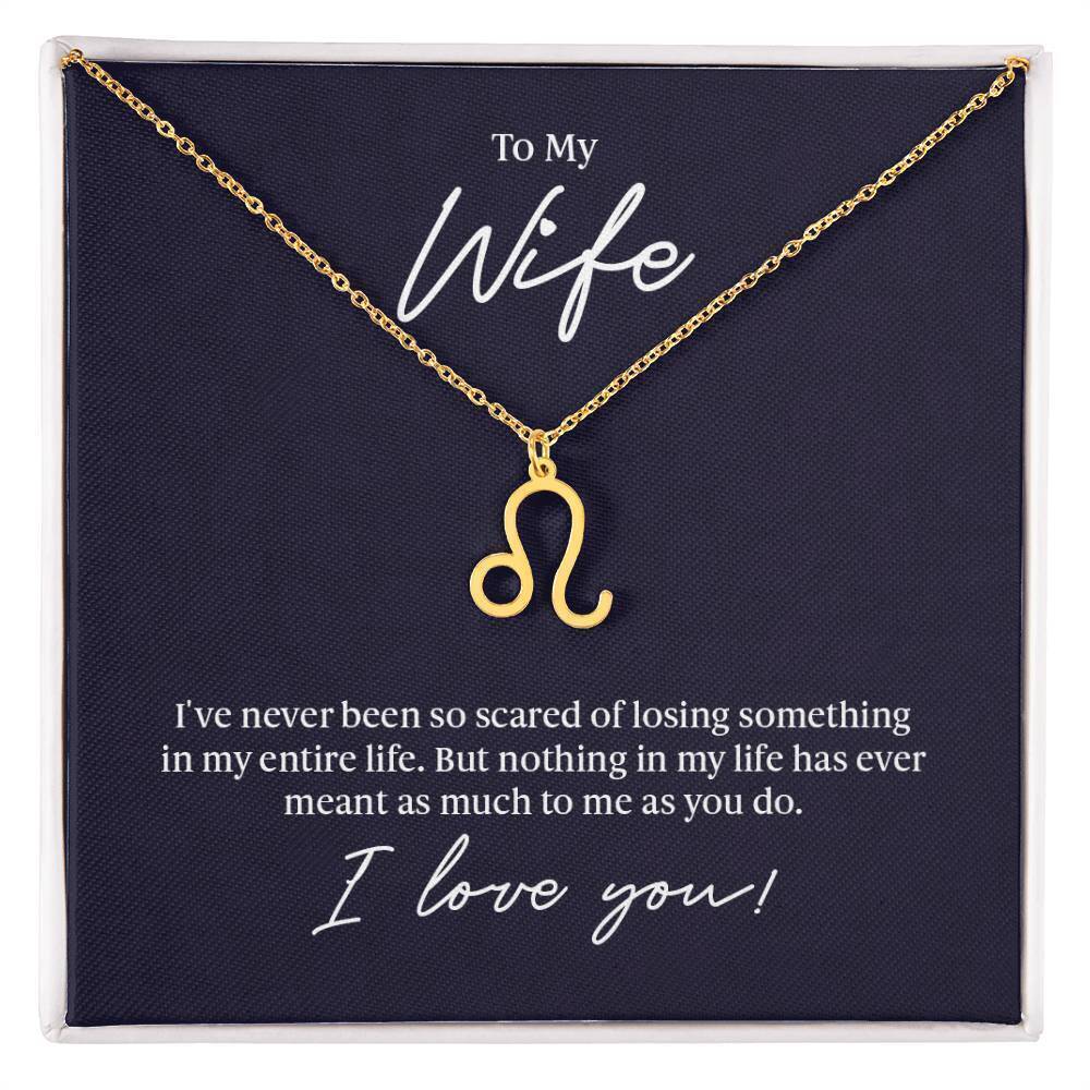 To My Wife Loss Sympathy Leo  Zodiac Necklace Gold Tone Standard Box